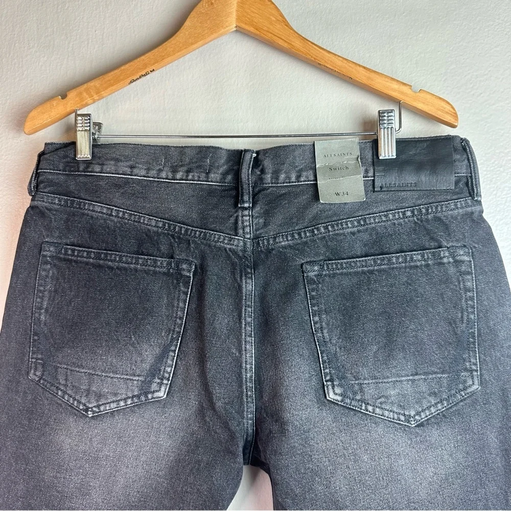 All Saints switch black washed skinny men’s shorts Sz 34 - Picture 6 of 11